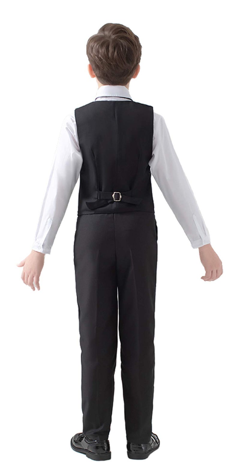 Yavakoor Boys Suits 4 Pieces Toddler Vest Tie Set Slim Outfits for Kids Black Size 12 - Image 1